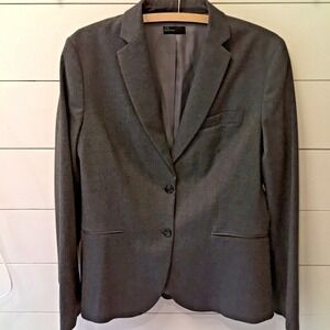 Benetton Wool Blazer Womens 48 Gray Tailored Minimal Career